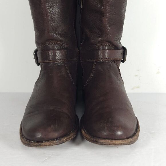 Frye Women's Phillip US 7,5B Brown Leather Buckle knee High Riding Boots - Picture 4 of 14